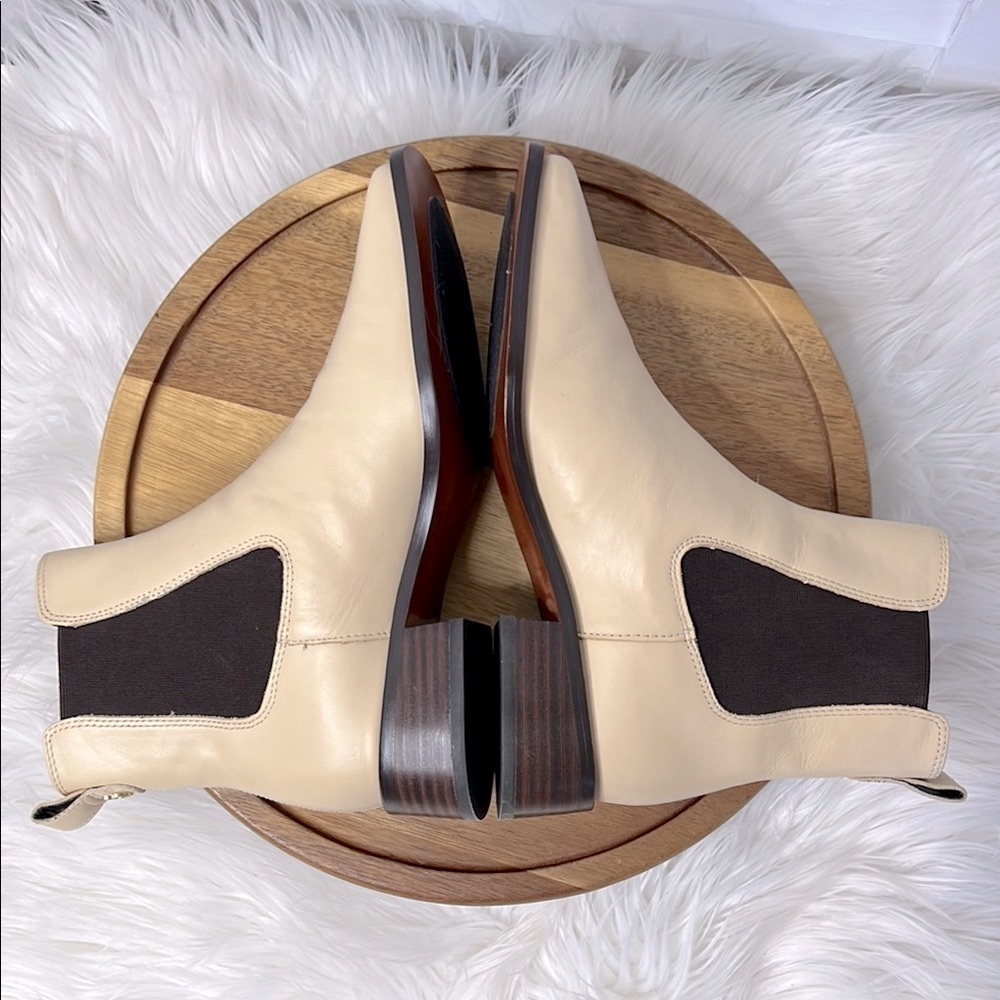 SAM EDELMAN l Thelma Chelsea Tan Ankle Boot Square Toe Elastic Side Panels Sz. 6 - Picture 9 of 13